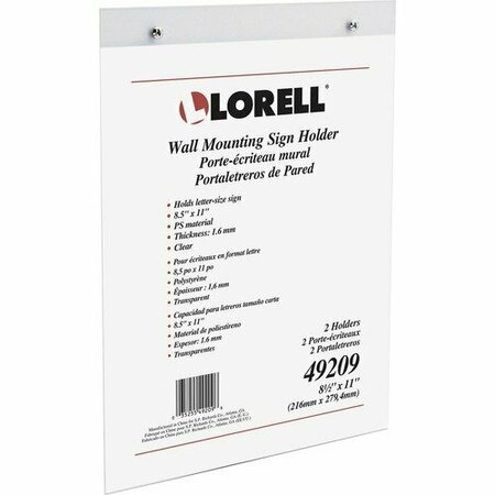 LORELL Sigh Holder, f/Wall, 8-1/2inx11in, Clear, 2PK LLR49209